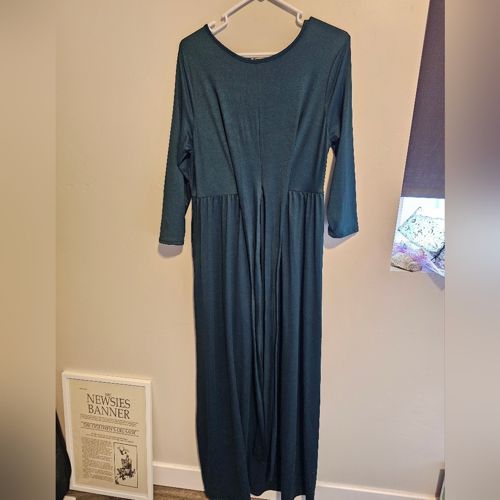 Elegant Teal Long Sleeve Dress
